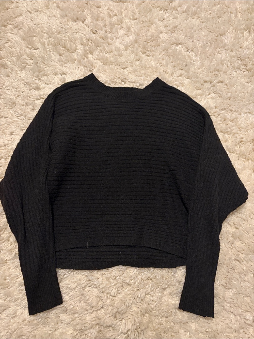 SO Black Ribbed Crew Neck Sweater